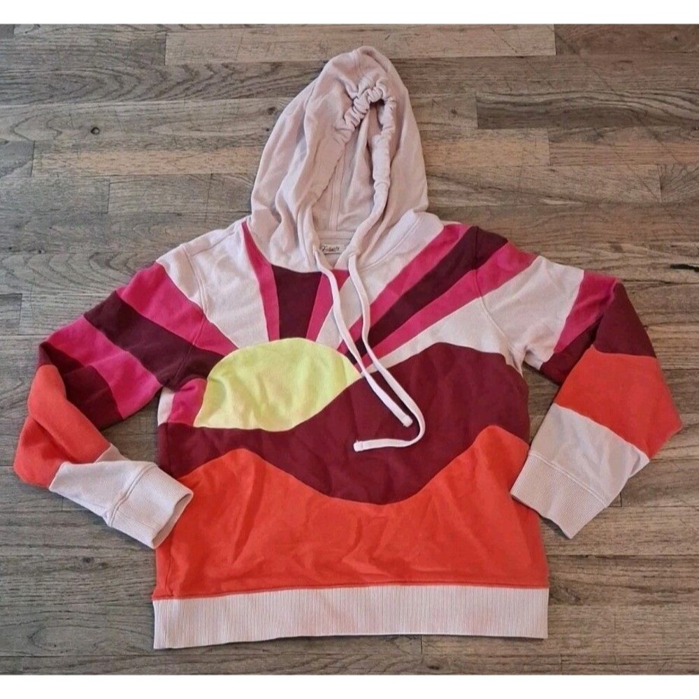 Faherty Hoodie Sweatshirt Womens S Multicolor  Pullover Sunrise Graphic